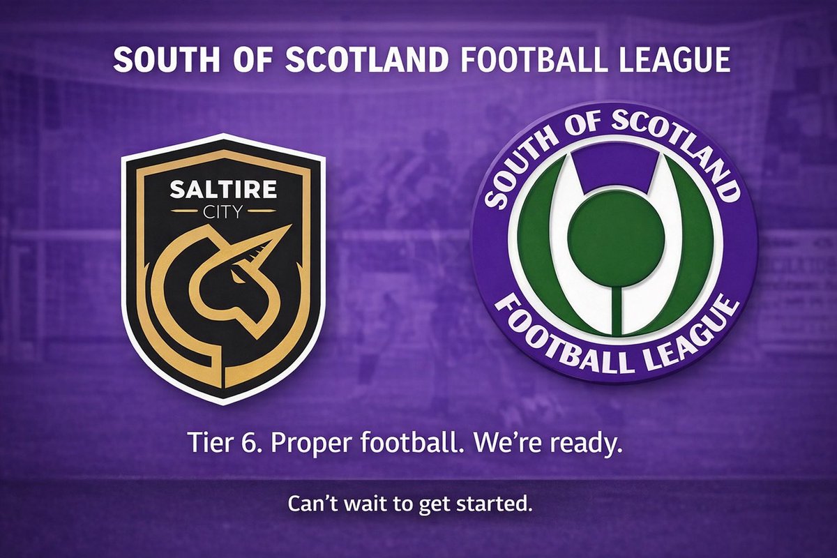 SaltireCity's tweet photo. Looking forward to starting in the South of Scotland Football League.

Tier 6
Promotion there for licensed clubs
11 teams in one division

Proper league with real history and good sides.

Looking forward to the challenge. https://t.co/f20mLxj9LD