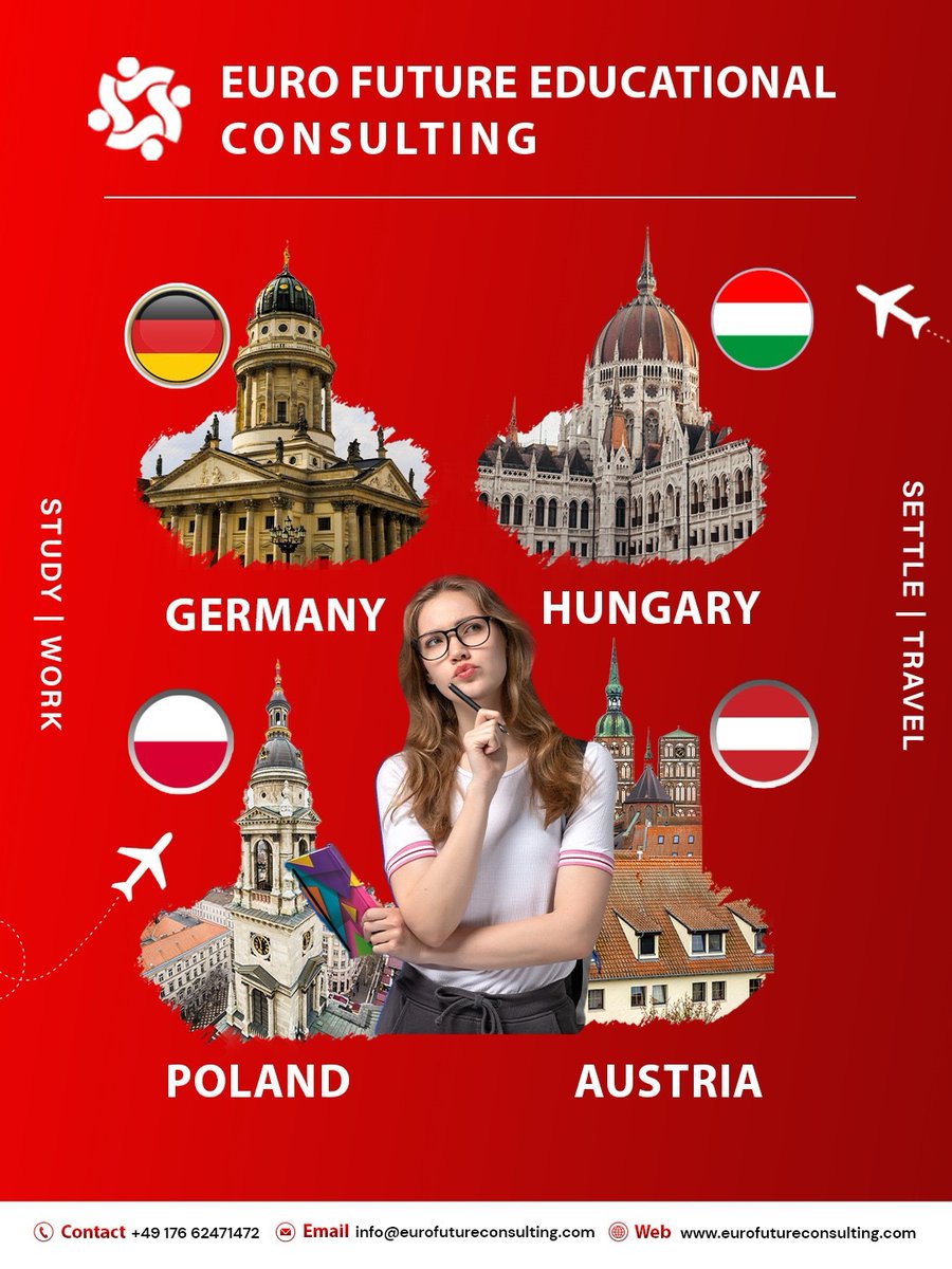 Eurofutureec's tweet photo. Germany, Hungary, Poland or Austria? 🌍✈️
Your dream destination is waiting, choose your path with Euro Future Educational Consulting 

#StudyInEurope #EuroFuture #GermanyStudy #EuroFutureEducationalConsulting https://t.co/7FKVCVcLiD