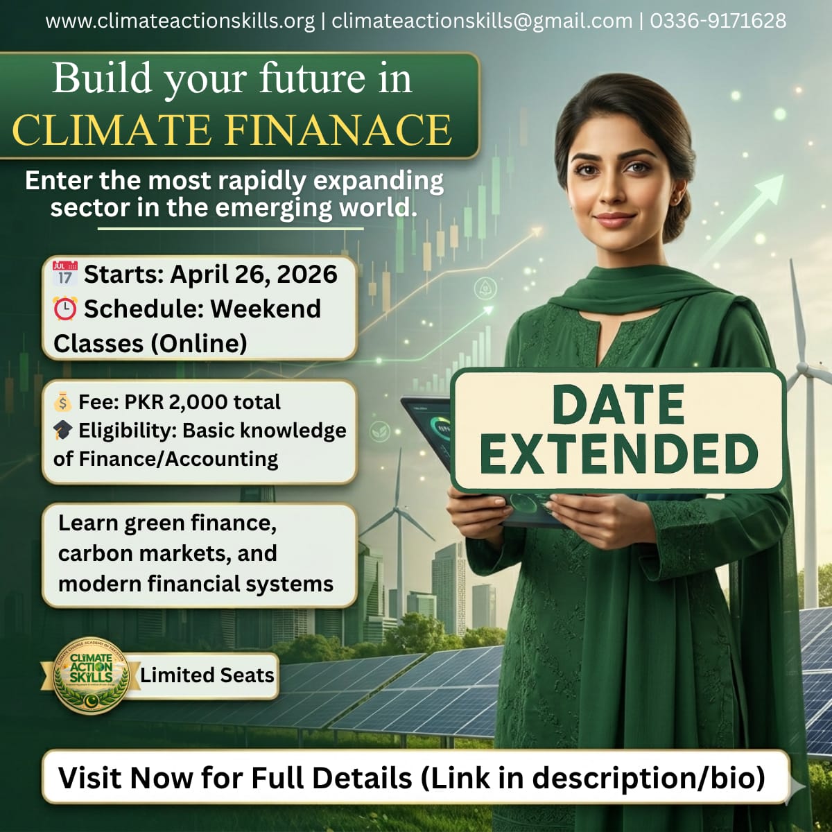 If you’ve been considering stepping into climate finance, this is a timely opportunity to be part of a focused learning journey that connects knowledge with real-world relevance.
Register now and secure your place.
forms.gle/48Rho5ZwCxFNuZ…
Course details
climateactionskills.org