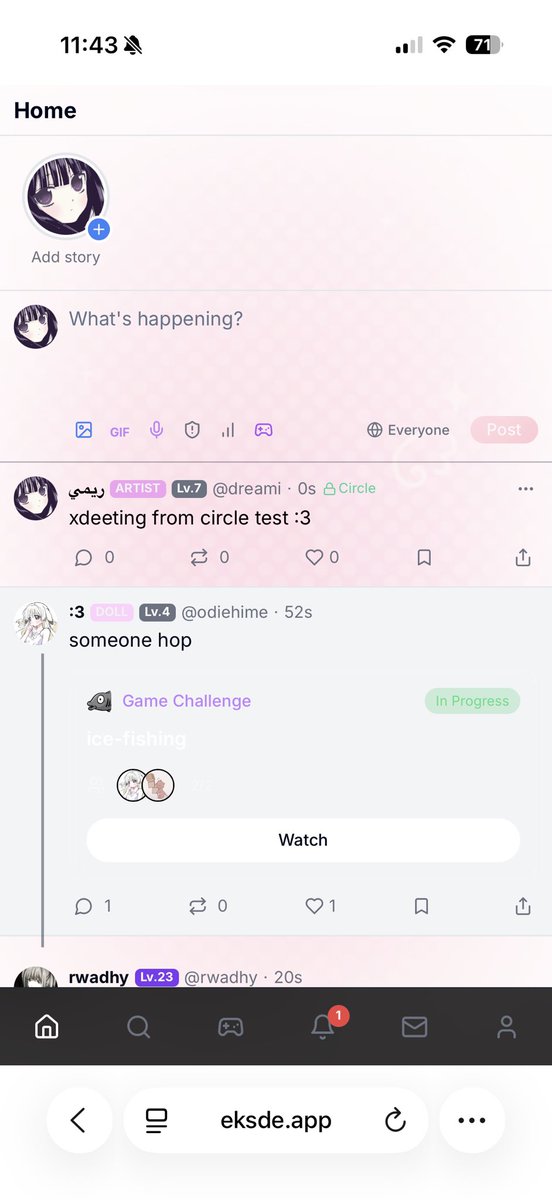 tsundereemi's tweet image. finally we got circles and mini games on our twitter clone this is what elon musk took from us &amp;gt;&amp;lt;