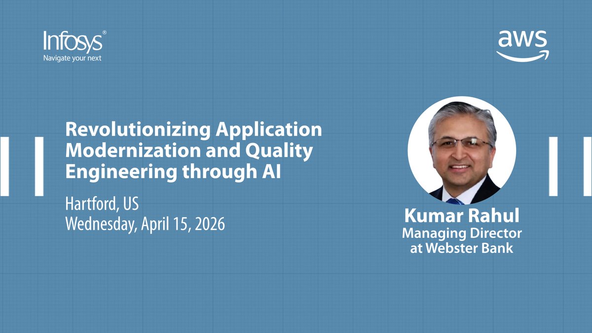 InfosysEvents's tweet image. The ‘Revolutionizing Application Modernization and Quality Engineering Through AI’ roundtable continues to take shape as a focused forum for thoughtful dialogue. Pleased to have Rahul Kumar, join the panel to discuss on #ApplicationModernization and #QualityEngineering in an AI
