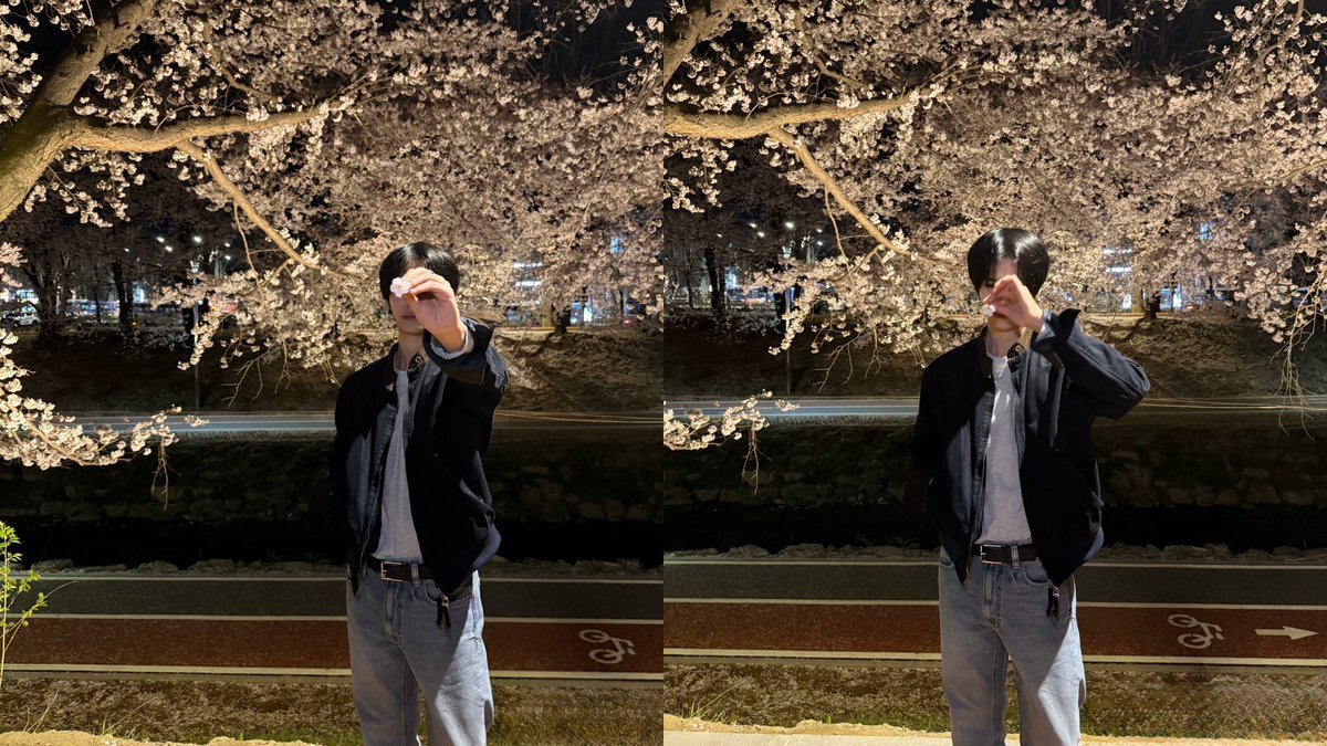 so yesterday (at night??) hyeongjun also had a cherry blossom date with serim????!!