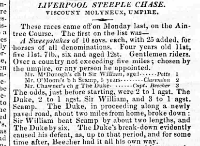 bootleianopolis's tweet photo. 1836 (Liverpool Standard) 1837 and 1838 (Albion)  race reports below @BNArchive 

1837- one "severe" fence- the rest "ordinary and easy"
The umpire called Daniel O'Connell distanced

1868 (Aintree) - 1837/38 quashed, forming the basis for the authentic record

@AintreeRaces https://t.co/QqjO5hOcGd