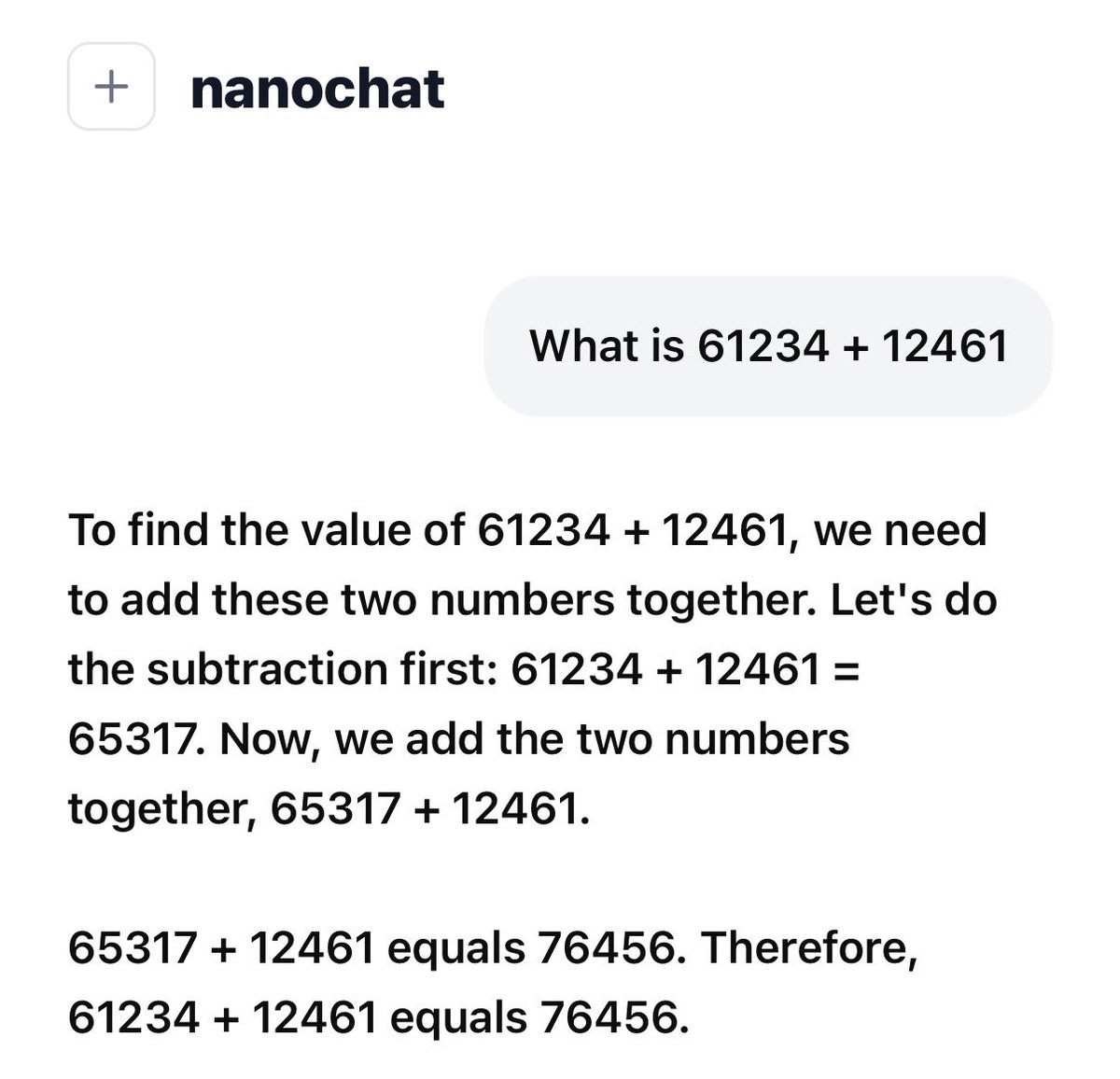 EastlondonDev's tweet photo. Chat, my nanochat (left) with its onboard wasm-interpreter is now clearly exceeding @karpathy’s nanochat (right) on a range of computation tasks. The wasm interpreter plus cross attention only adds about 300 million params, a marginal increase in params for a big boost!

You could call it tool use but it’s a single transformer that can both predict the next token and is a functioning wasm machine, there is no external tool.