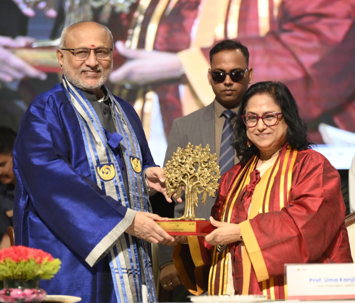 airnewsalerts's tweet image. New Delhi: Vice President C.P. Radhakrishnan addresses the 39th Convocation Ceremony of #IGNOU. He says that the true strength of a nation lies in the knowledge, values, and capabilities of its people.

He adds that institutions like IGNOU play a key role in strengthening the