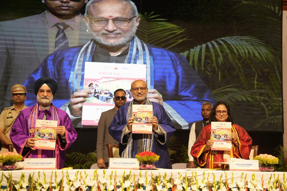 airnewsalerts's tweet image. New Delhi: Vice President C.P. Radhakrishnan addresses the 39th Convocation Ceremony of #IGNOU. He says that the true strength of a nation lies in the knowledge, values, and capabilities of its people.

He adds that institutions like IGNOU play a key role in strengthening the