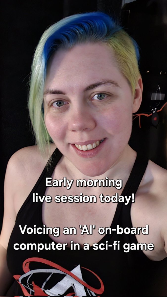 SarahNightVA's tweet image. Early Morning live directed session today! 😴

Voicing an 'AI' on-board computer for a Sci-fi game 😄🤖

(No actual AI involved, just me)
#voiceacting #voiceactor #gameaudio