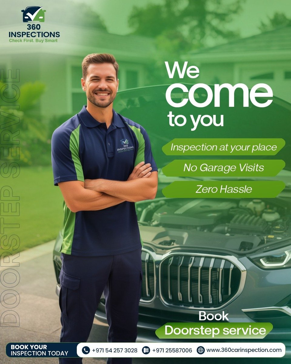36OInspections's tweet image. 360 inspections offers convenient doorstep car inspections with expert service at your location no garage visits, no hassle, just smart and reliable vehicle checks.

#360CarInspection #CarServicesUAE #VehicleInspection #doorstepservice #UsedcarInspectcion