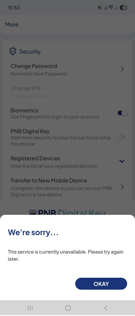 Meithranduir's tweet photo. ANO NA NANGYARI S APP NYO @PNBph WALA NA KAYONG "DIGITAL KEY" PURO SMS OTP NLNG‼️... 

OKAY NA SANA APP NYO KESA S OTHER BANKING APPS @BangkoSentral @DtiPhilippines https://t.co/gMP3OJReYd