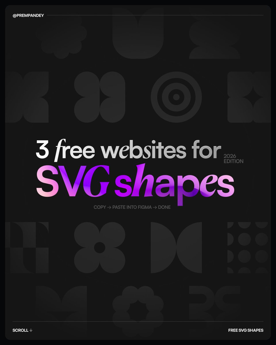 prem_uiux's tweet image. Found some really cool websites for SVG shapes recently

You can use these for:
logos, backgrounds, sections, random UI elements
basically… anything

Just copy → paste into Figma → done

All of these are free btw: