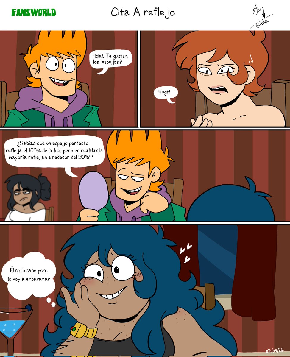 Elizabe13451231's tweet image. Me basé en la escena de la película de angry birds 2 jajaja en las citas, pero obviamente Beth si le gustaría escuchar a Matt hablar de espejos 👽💜✨🌼💐 #eddsworld #eddsworldmatt #matt #eddsworldfanart #mirroralien  un mini cómic random y ya jajaja