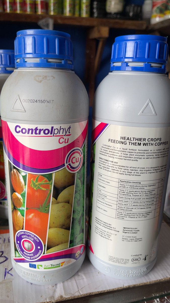 sierra_alphar's tweet photo. Controlphyt Cu is a liquid fertilizer formulated as a nutrient with highly absorbable abd transportable copper to prevents and corrects symptoms caused by copper deficiencies.

KEY BENEFITS 
✓ Fast absorbed copper with high efficiency. 
✓ Improves photosynthesi. https://t.co/ekpByZQ9EL