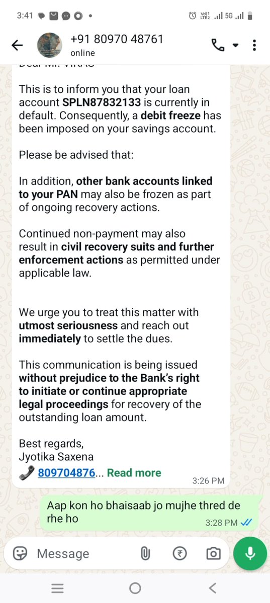 Harassment26352's tweet photo. @KotakBankLtd @RBI I am receiving too many reminder messages continuously. I am already due to frequent calls, and now these messages are making it even more difficult to handle.I request you to please give me some time I will clear the dues. Kindly stop the excessive messages https://t.co/AXJ8gifuMc