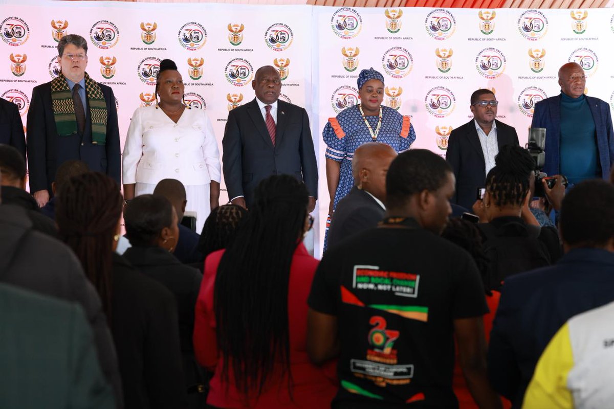 GovernmentZA's tweet image. 📸📸 | President Cyril Ramaphosa

“Today, we are marking the implementation of regulations that allow victims of apartheid, identified through the Truth and Reconciliation Commission process, to receive housing assistance from the state.”

#TRCHousing #GovZAUpdates #FreedomMonth