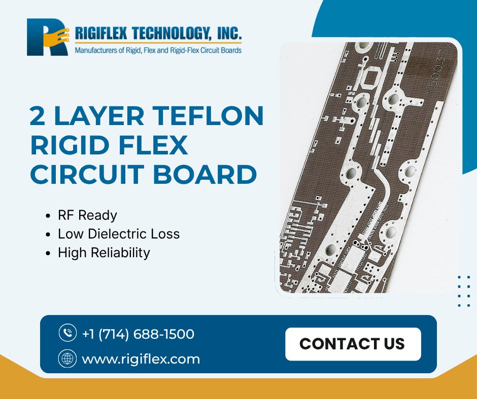 rigiflextech's tweet photo. High-frequency design needs the right material.

Rigiflex 2L Teflon PCBs deliver:
✔ Low signal loss
✔ Stable RF performance
✔ Heat &amp; moisture resistance
✔ Better than FR4 for high-speed apps

Get a Quote: https://t.co/9xsyHUrFvU

#RFPCB #PCBDesign #Rigiflex https://t.co/79U40Zq637