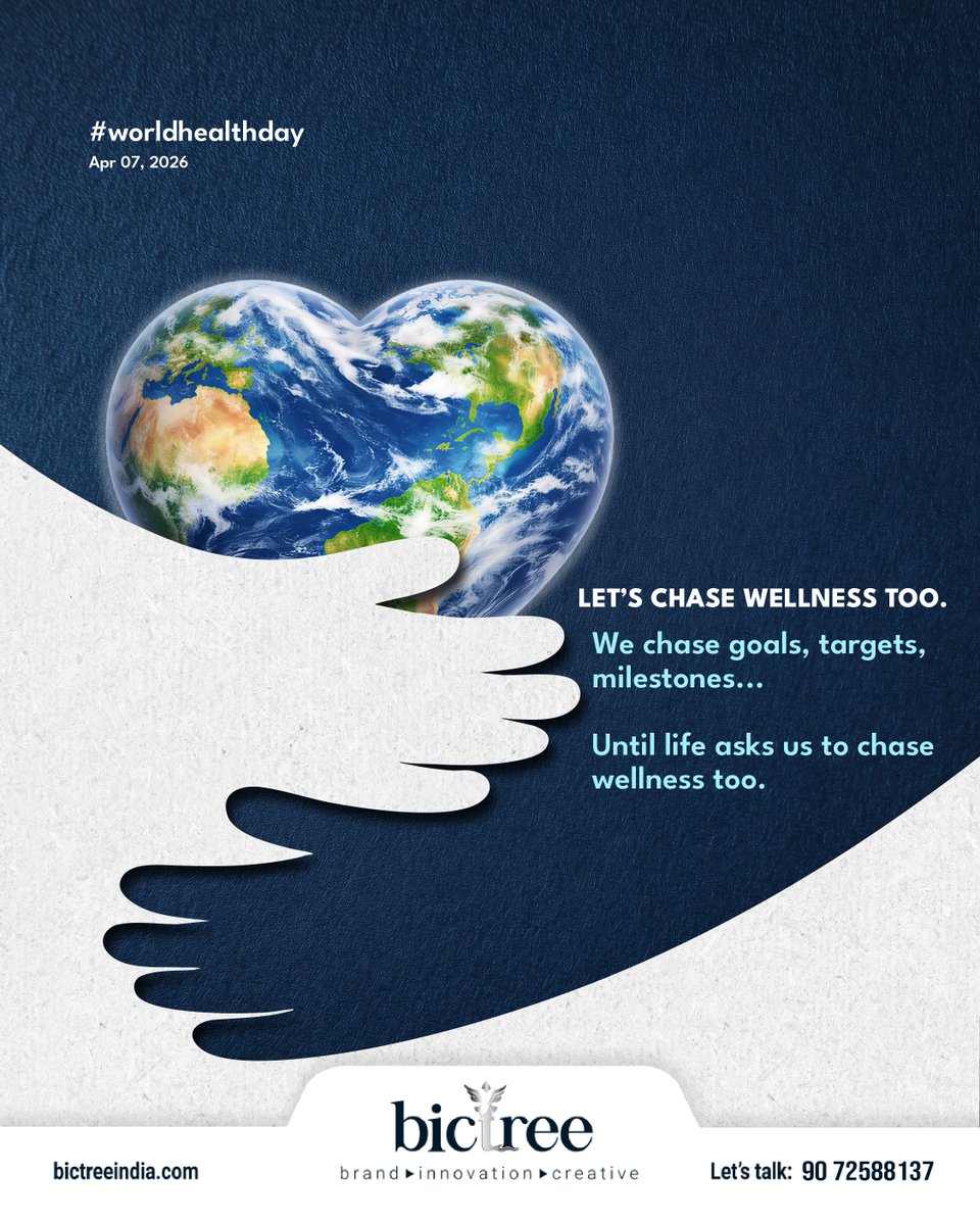 bictreeindia's tweet photo. On World Health Day, remember—success isn’t just about chasing goals, but sustaining the strength to achieve them.

Build your brand. Build your balance. 💙
Choose wellness, every day.

#WorldHealthDay #WellnessMatters #WorkLifeBalance #Bictree #HealthyMind https://t.co/GZwtHiQp5Y
