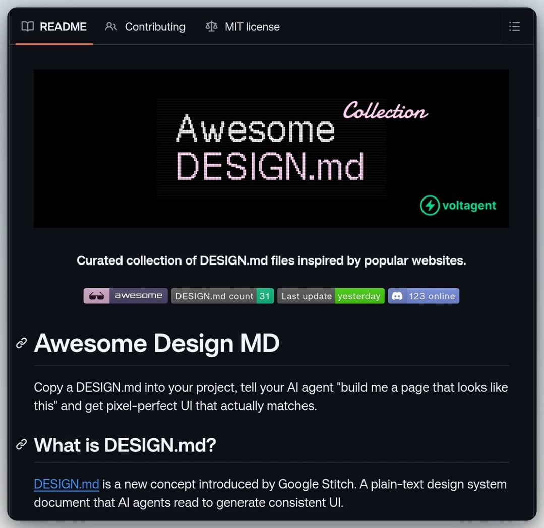 victorymakes's tweet photo. New idea: DESIGN.md

Like README.md, but for design systems.

Define your UI rules in one markdown file →
LLMs read it → generate consistent UI.
Design is becoming something AI can understand.

Trying this in my LaunchSaaS (Next.js SaaS boilerplate) 👀 https://t.co/oQimkn27kL