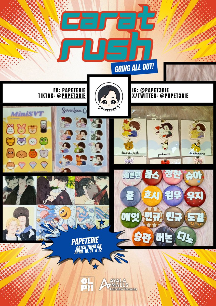CaratLandPH's tweet photo. [MERCHANT SPOTLIGHT – @Papet3rie]

Get ready to fall in love with all things cute and collectible 💖 From stickers to keychains and fan-made goodies inspired by SEVENTEEN, Papeterie is a must-visit for every Carat!

📅 April 10, 11 & 12, 2026
📍 Ayala Malls Fairview Terraces, Activity Center
🎟 FREE ADMISSION!

🔗 Pre-register here: https://t.co/dVyDHrgXPC

#CaratRush
#CaratsGoingAllOut
#CaratsAtAyalaMallsFairviewTerraces