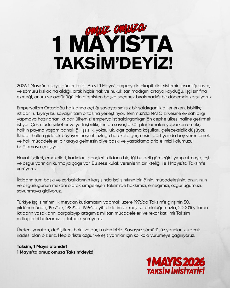 1 Mayıs Taksim İnisiyatifi tweet media