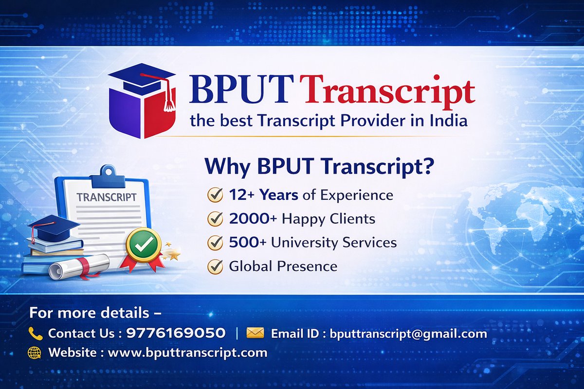 bput_transcript's tweet photo. Looking for reliable BPUT Transcript Services or BPUT Medium of Instruction (MOI) support? 

📞 Call/WhatsApp: +91 97761 69050
📧 Email: bputtranscript@gmail.com
🌐 Website: https://t.co/SKfSXtrdyU
#bputtranscript #bputtranscriptservice #mediumofinstruction #MOICertificate https://t.co/EFsfNGOaxZ
