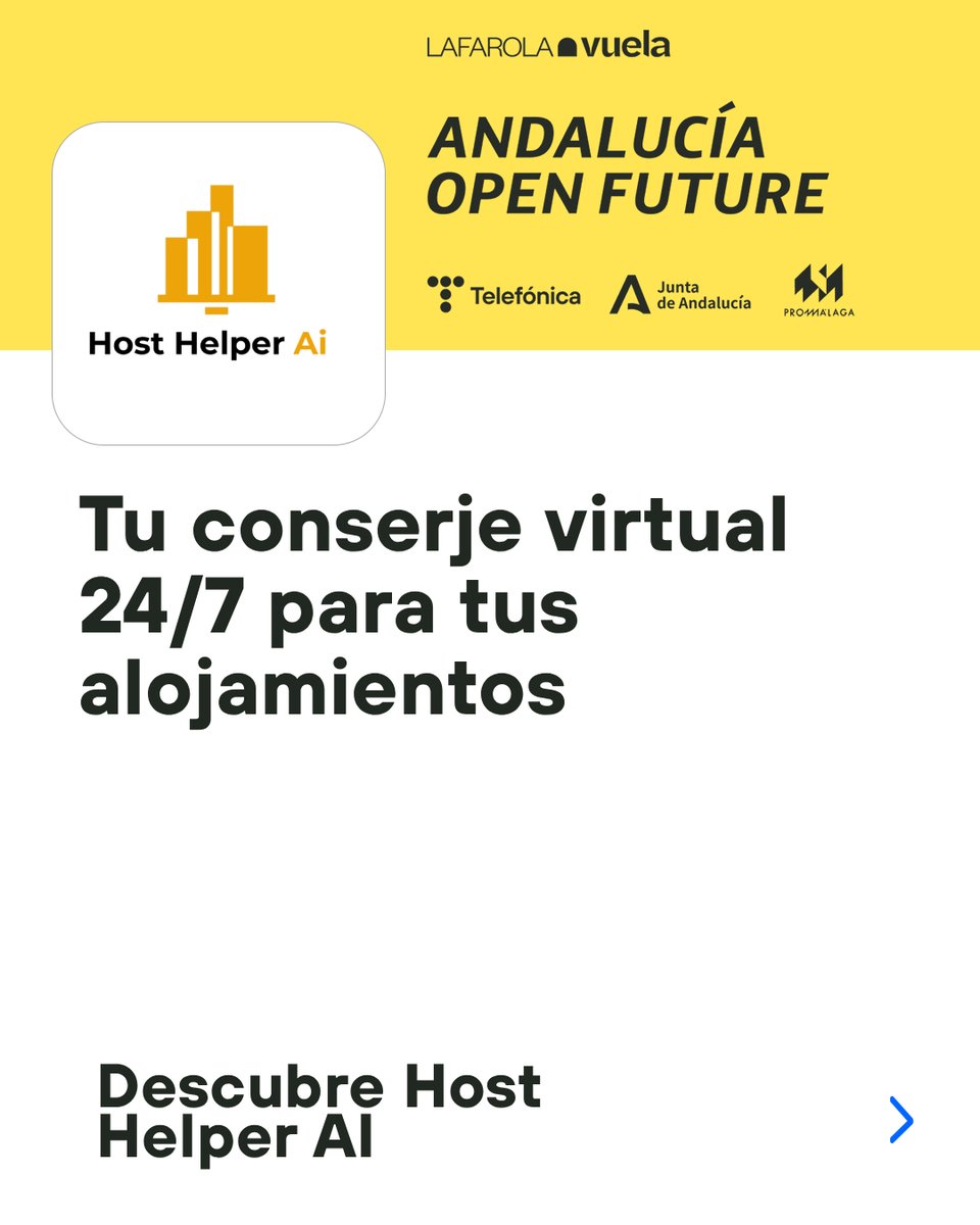 OpenFuture_And's tweet image. Gestiona tus alojamientos con Host Helper. 🚀

✅ Conserje virtual 24/7 y registro SES.
✅ Automatización de check-in y limpieza.
✅ Control de domótica y ahorro energético.

Escala tu negocio sin complicaciones técnicas.💻

Más info 👇
andalucia.openfuture.org/startups/host-…

#SmartHome