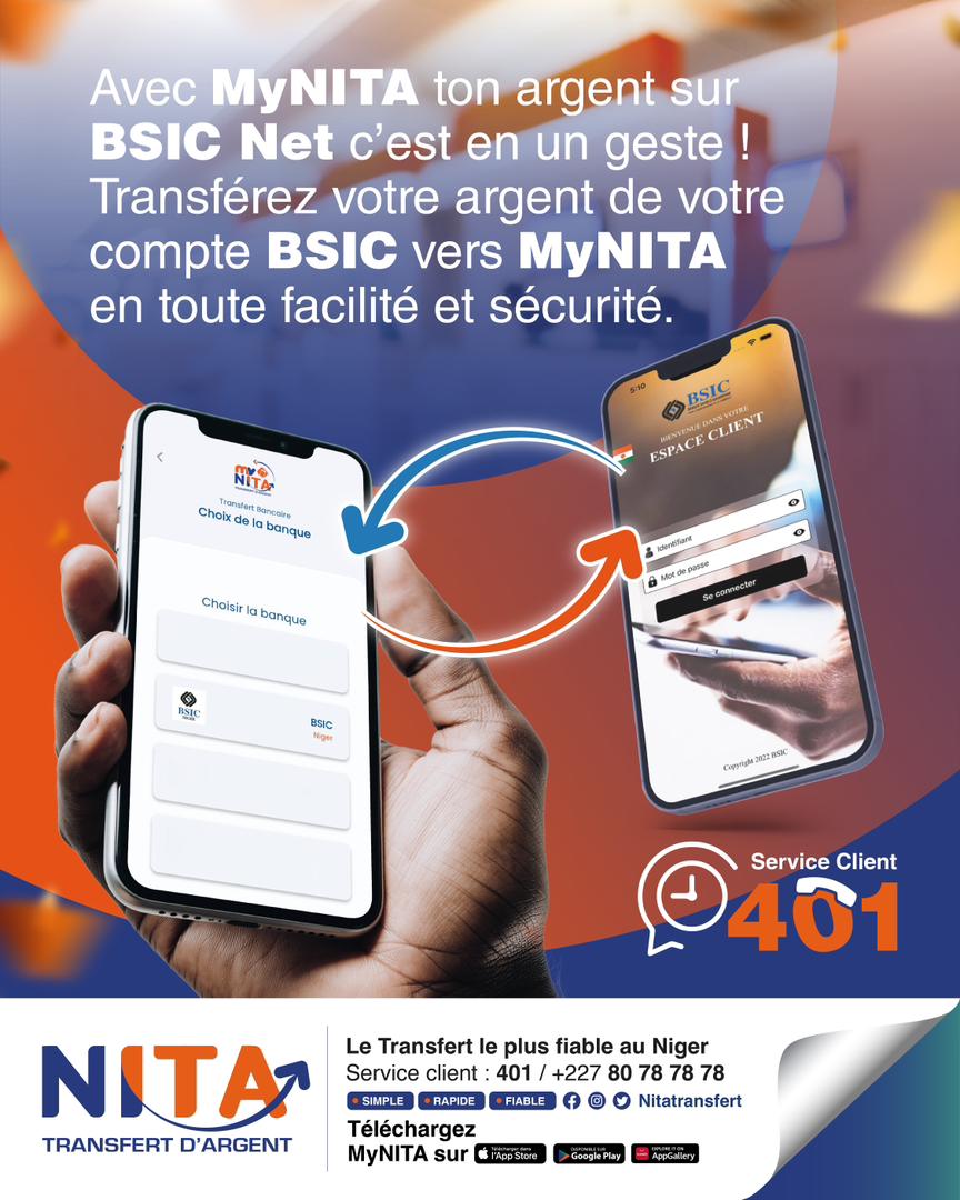 nitatransfert's tweet photo. [ #MyNITA-BSIC ]

Retirer votre argent depuis votre compte BSIC Net n'a jamais été aussi facile.

Accédez à l'option Banque, choisissez BSIC et suivez les étapes. C'est simple, Rapide et Pratique.

Pour toute assistance, contactez le 401. https://t.co/ELmkdqXOkC
