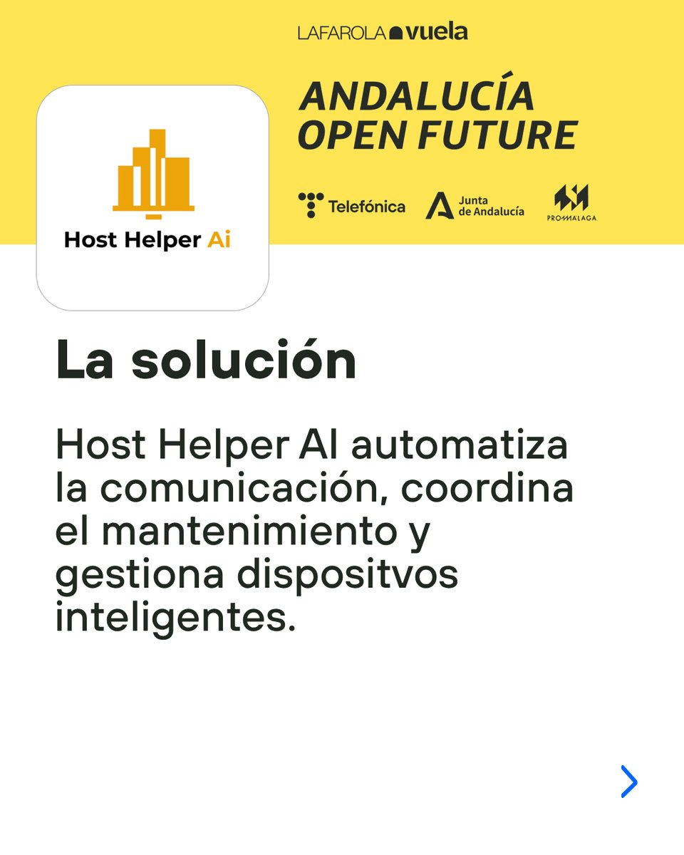 OpenFuture_And's tweet image. Gestiona tus alojamientos con Host Helper. 🚀

✅ Conserje virtual 24/7 y registro SES.
✅ Automatización de check-in y limpieza.
✅ Control de domótica y ahorro energético.

Escala tu negocio sin complicaciones técnicas.💻

Más info 👇
andalucia.openfuture.org/startups/host-…

#SmartHome