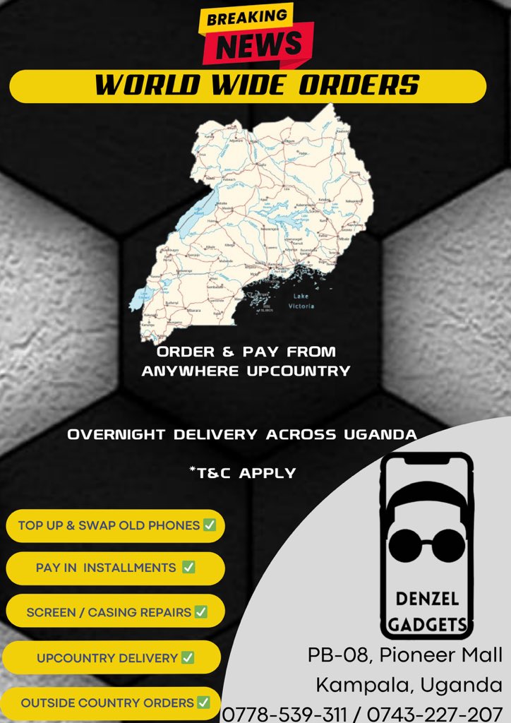 DenzelGadgetsUG's tweet photo. Extra services now available! 

✅ Phone tracking 
✅ International Orders
✅ Countrywide Deliveries
✅ Phone loan installment payment plan

#DenzelGadgets
PB08 - Pioneer Mall - Kampala 
+256778539311 +256743227207 https://t.co/10rNXkDw2F