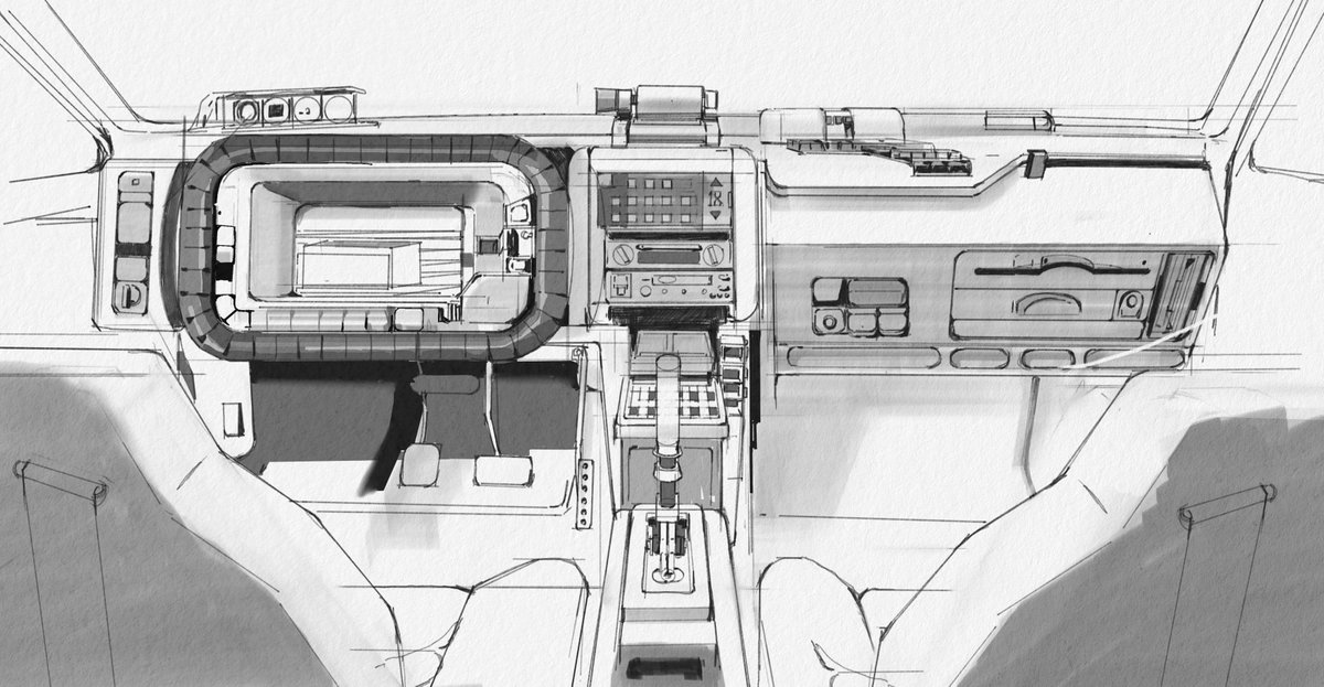 qiuuu97's tweet photo. Vehicle inside sketch #ConceptArt #Illustration #DigitalArt #Drawing #LineArt #EnvironmentDesign #PropDesign https://t.co/zcvnGjL2sX