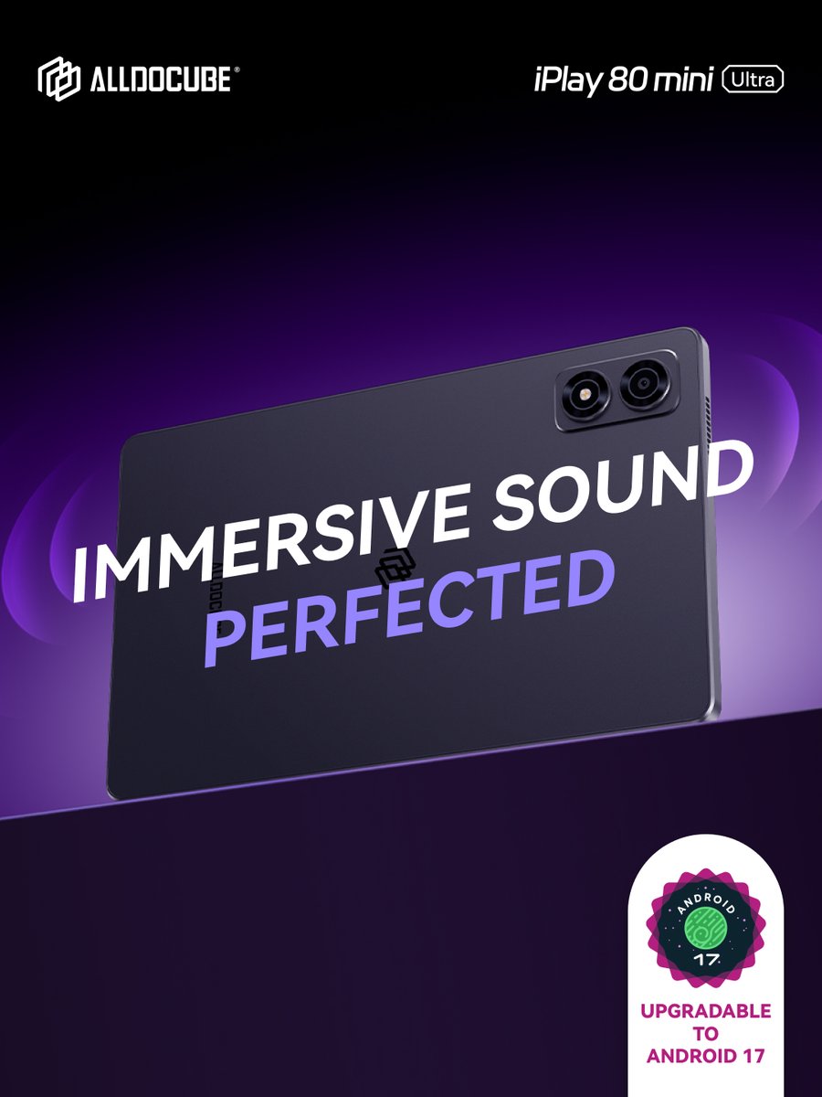 alldocube's tweet photo. The two speakers on the new iPlay 80 mini Ultra are positioned at the edges, so they won’t be blocked by your hands, delivering immersive sound while gaming, watching movies, or streaming series! #alldocube #minitablet #gamingtablet https://t.co/zHL1LZgSHo