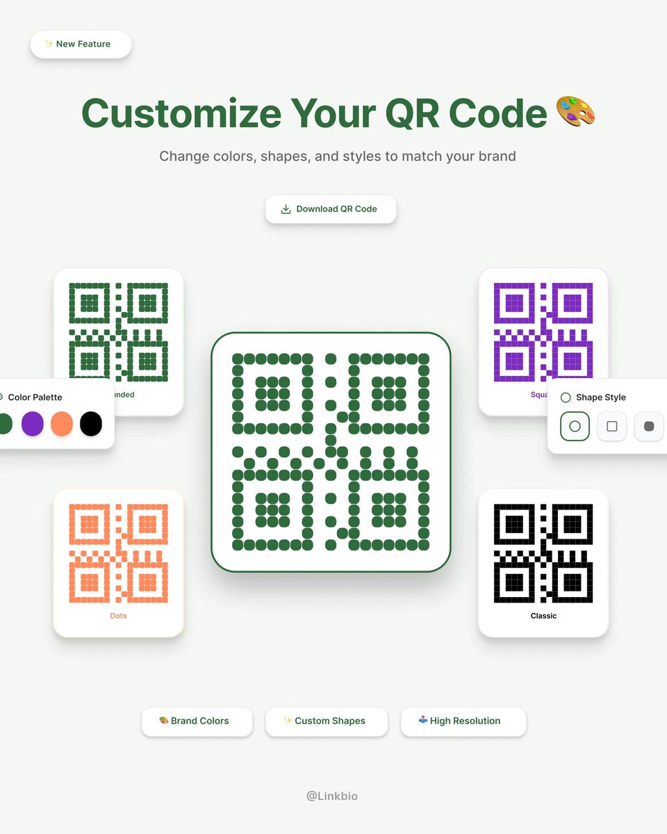 linkinbioApp's tweet photo. With the latest Linkbio updates:
🎞️Slideshow: showcase multiple images or videos in one swipe 
🎨Custom QR Codes: match colors, shapes, and style to your brand 
Upgrade your page and make every click count 
#linkbio #instabio #creator https://t.co/vhxuQ8RhCc