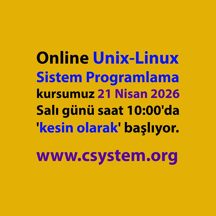 sebahatersoyart's tweet photo. Online 'Unix-Linux Sistem Programlama' kursumuz 21 Nisan 2026 Salı günü saat 10:00'da 'kesin olarak' başlıyor. @csdernek

Kursumuzla ilgili ayrıntıları öğrenmek ve kursumuzun ön kayıt formunu doldurmak için tıklayınız.

CSD - C ve Sistem Programcıları Derneği