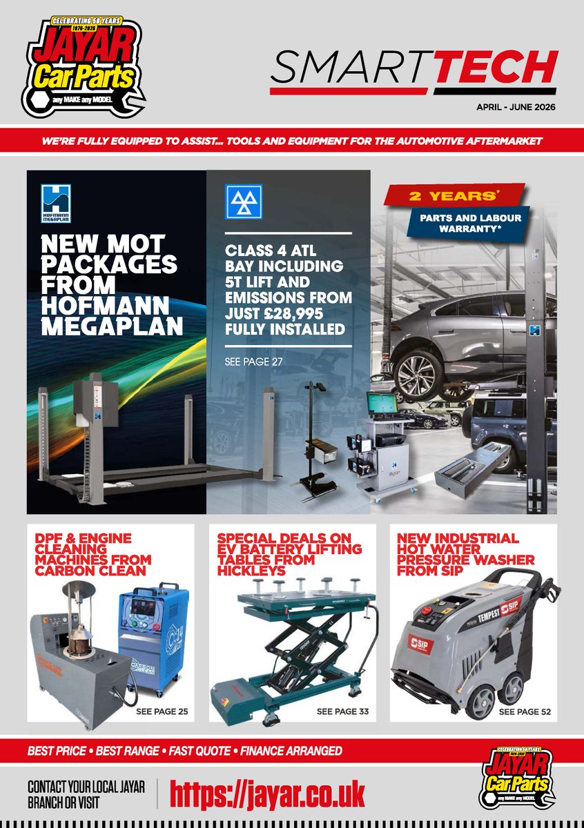 JayarCarParts's tweet photo. Our latest edition of Smart Tech has landed!
Download your #free copy today to check out all the latest equipment & tech available for your workshop👇
https://t.co/maNzunyq0o
Hard copies available from your local Jayar! #freemag #freetrademag #autotechnicians #mechanics https://t.co/dZa0AHInu6
