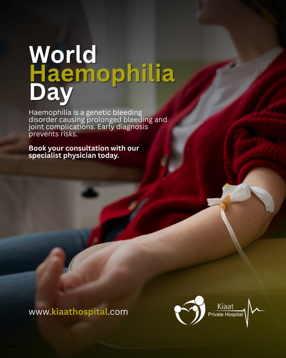 PrivateKiaat's tweet photo. Haemophilia is a genetic bleeding disorder causing prolonged bleeding and joint complications. Early diagnosis is crucial to prevent risks and improve the quality of life. https://t.co/rmiDJViHLu