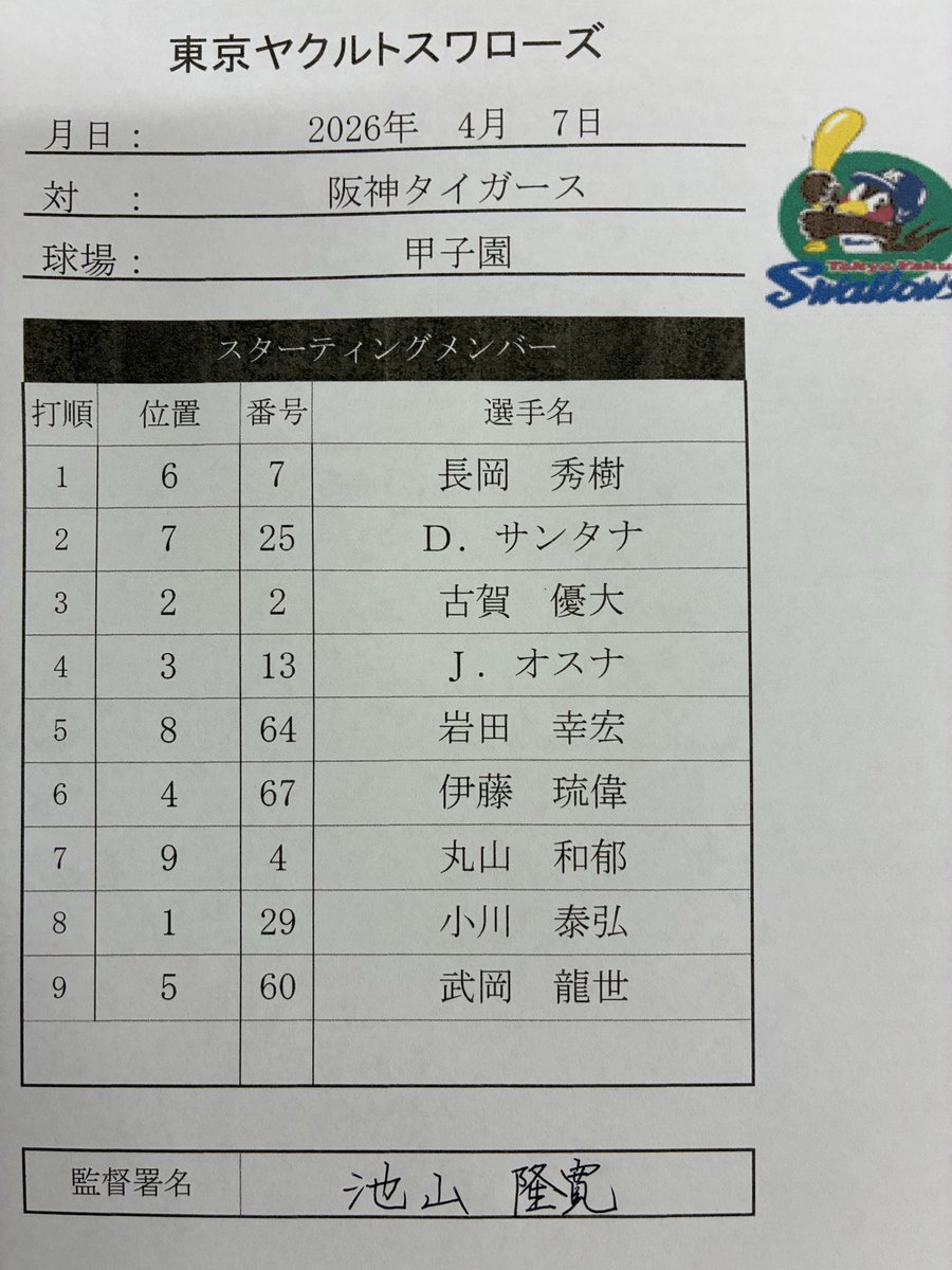 東京ヤクルトスワローズ公式 tweet media