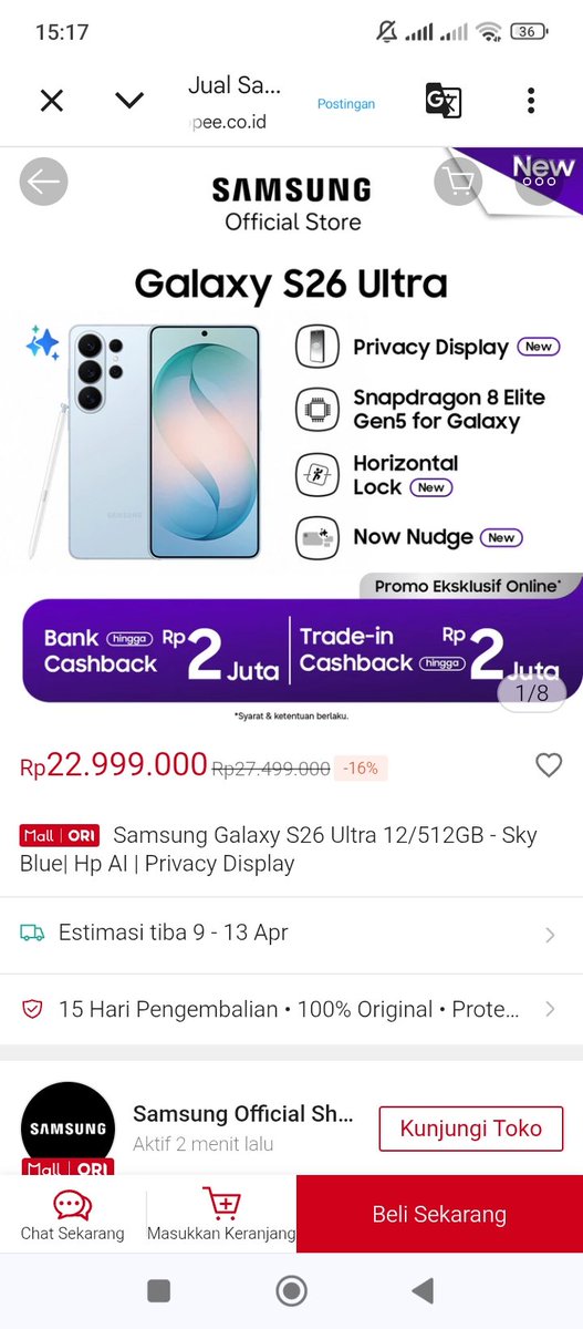 taqiusahin's tweet photo. @ShopeeID Suka banget sama fitur Horizontal Lock di #GalaxyS26 Series ,bikin vidio aku tetap stabil meskipun banyak gerak 🙌 #GalaxyS26xShopee https://t.co/5zLlBFMXdB