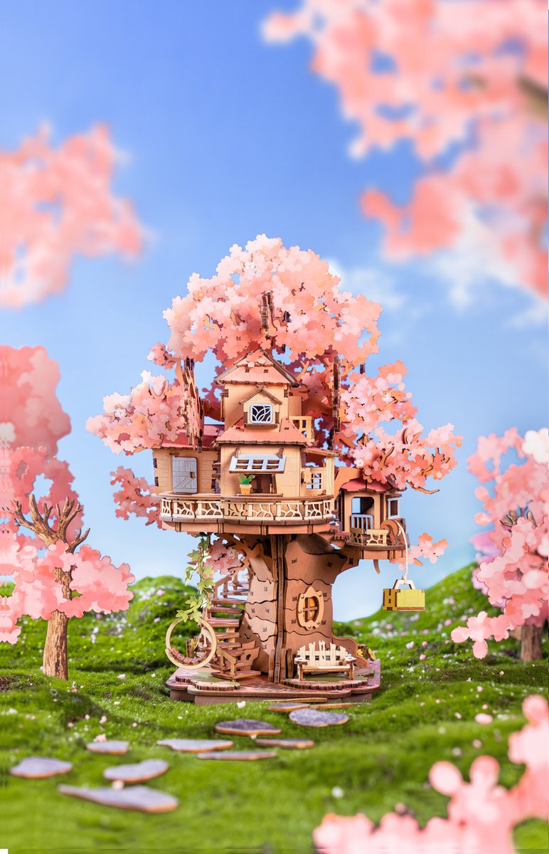 tukurun_desu's tweet photo. 🌸ウッドパズル「さくらツリーハウス」🌸

桜が満開のこの季節にぴったりな色付きウッドパズル
見た目がかわいいだけじゃない！
ツリーハウスの窓が開いたり、ブランコがあったりわくわくな仕掛けもたくさんです🎵

https://t.co/Baqny7yhWJ https://t.co/AEDNR4nwdr