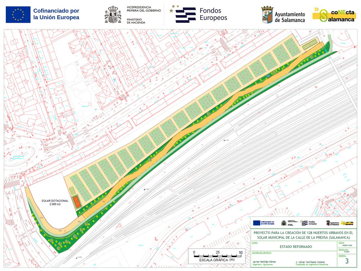 aytoSalamanca's tweet image. 🌿 Cómo transformar un espacio degradado junto a la estación en vida para la ciudad.

El nuevo parque contará con 🍅 128 huertos urbanos, 🚾 baños públicos, paseos y un 🚴‍♂️ carril bici que conectará Garrido y Comuneros.

Cofinanciado por @FondosUE_Esp

#EDIL #POPE #EuropaSeSiente