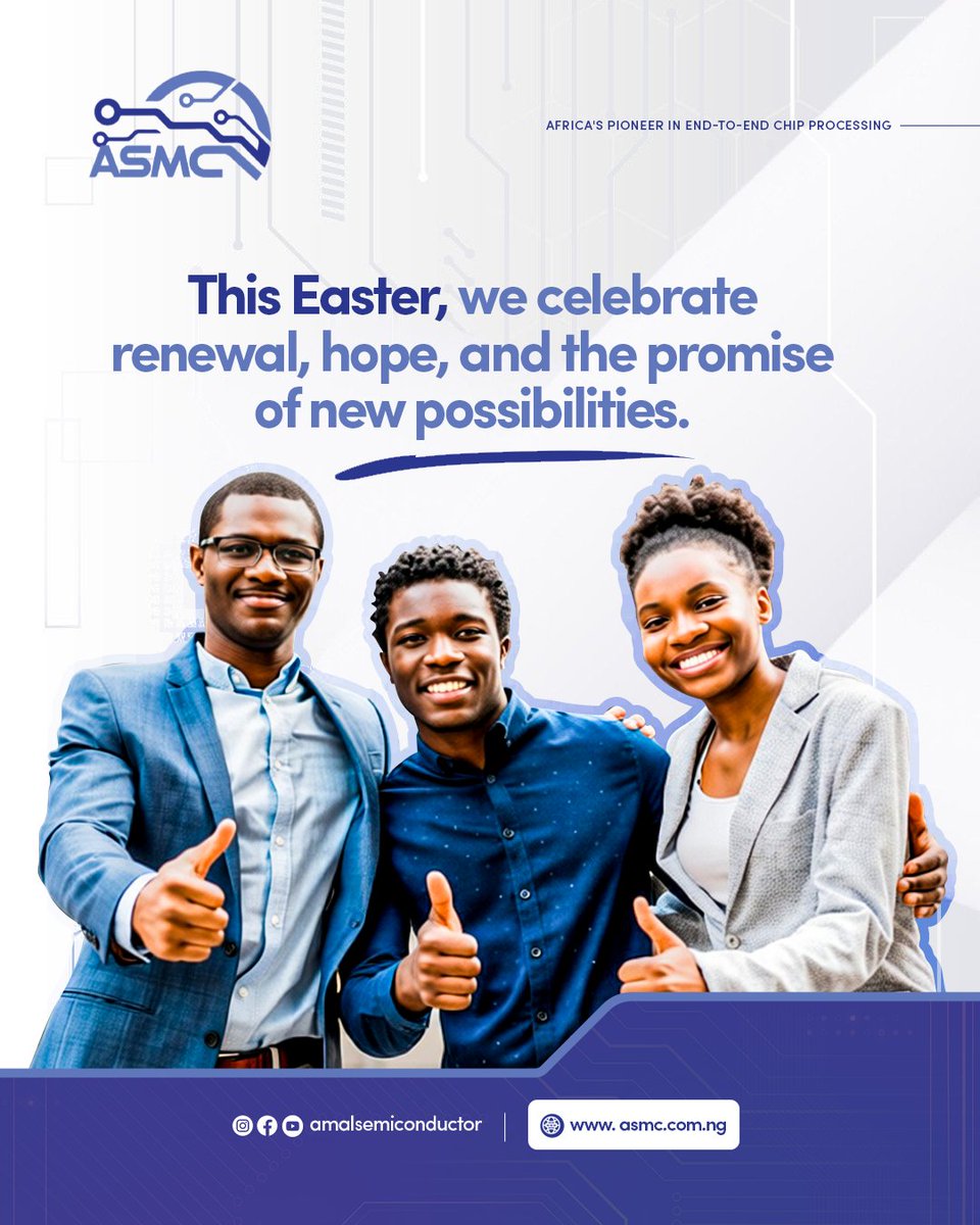 AmalSemicon's tweet image. This Easter, we celebrate renewal, hope, and the promise of new possibilities. 
At ASMC, we carry that spirit forward, driving innovation and building technology that powers Africa’s future. 

Wishing you a peaceful and meaningful Easter 

#ASMC #Easter #NewBeginnings