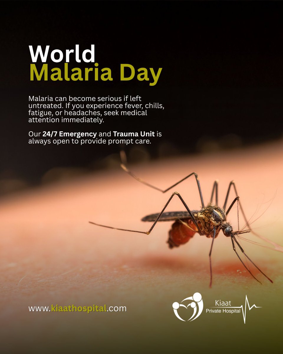 PrivateKiaat's tweet image. If you experience fever, chills, fatigue, or headaches, don’t wait, seek medical attention immediately. Our 24/7 Emergency and Trauma Unit is ready to care for you anytime.
#MalariaAwareness #SeekCareEarly #EmergencyCare