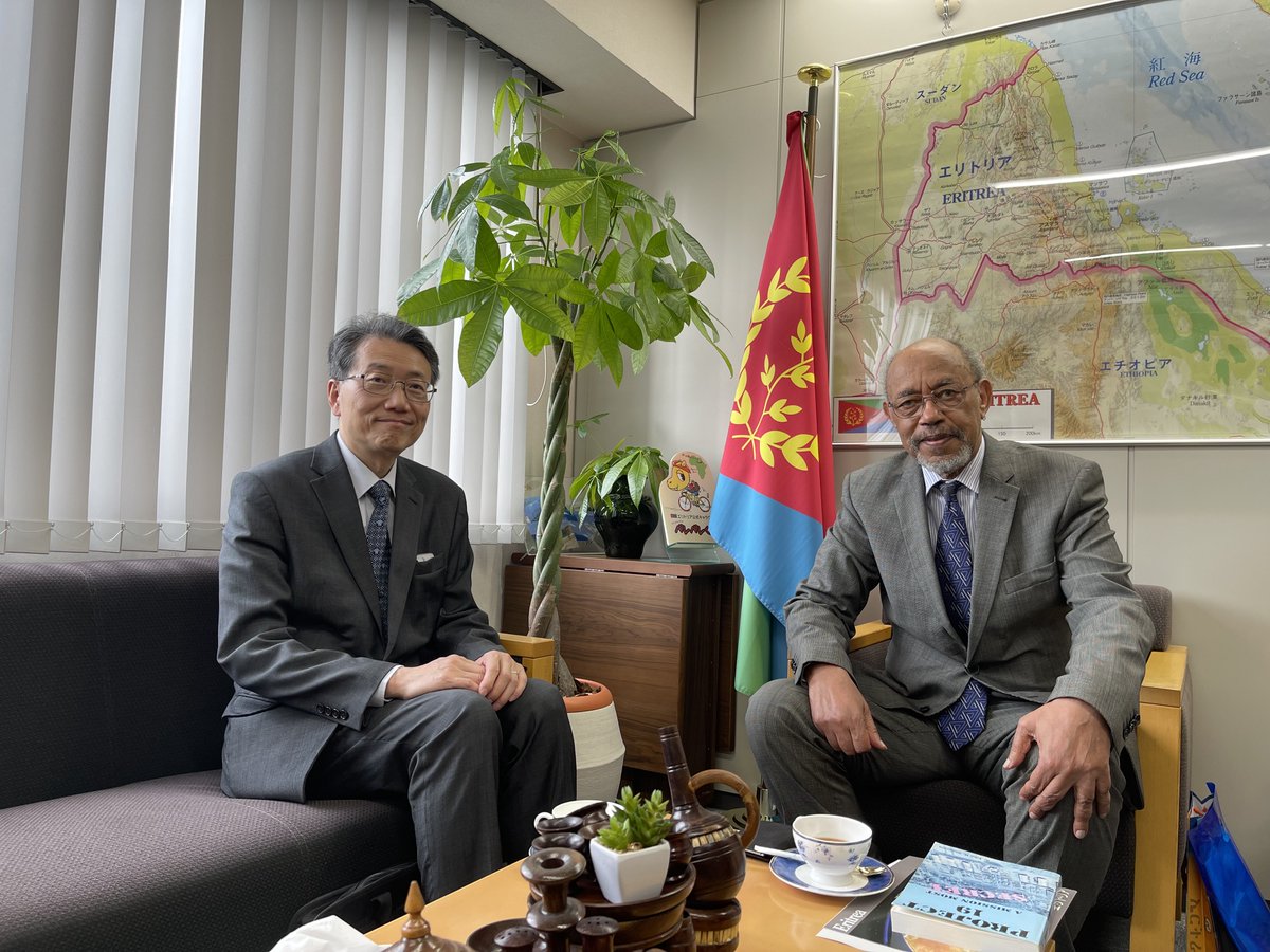 AmbassadorEstif's tweet photo. Today, Ambassador Hideki UYAMA of Japan paid a curtesy visit to our Embassy concerning the election of the Human Rights Committee (CCPR) in NY-15 June 2026.Our exchanges focused on the mutual need &amp; benefits to a continued cooperation within the UN framework. エリトリア #Eritrea https://t.co/85zXS6kLxA