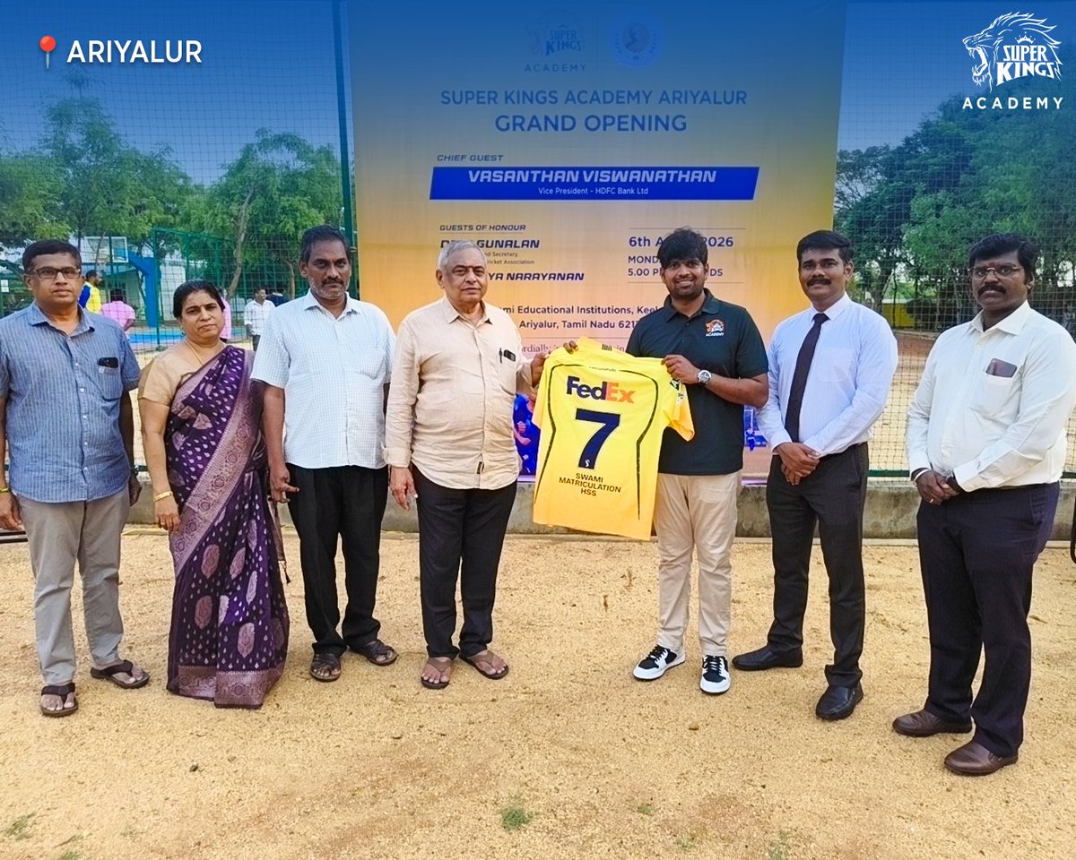 SuperKingsAcad's tweet image. Glimpses from the grand opening of Super Kings Academy in #Ariyalur 💛

#SuperKingsAcademy is growing stronger, bringing world-class cricket training closer to every aspiring cricketer 🏏

Join the #SummerCamp at
Swami Educational Institutions 📍

#TrainLikeASuperKing