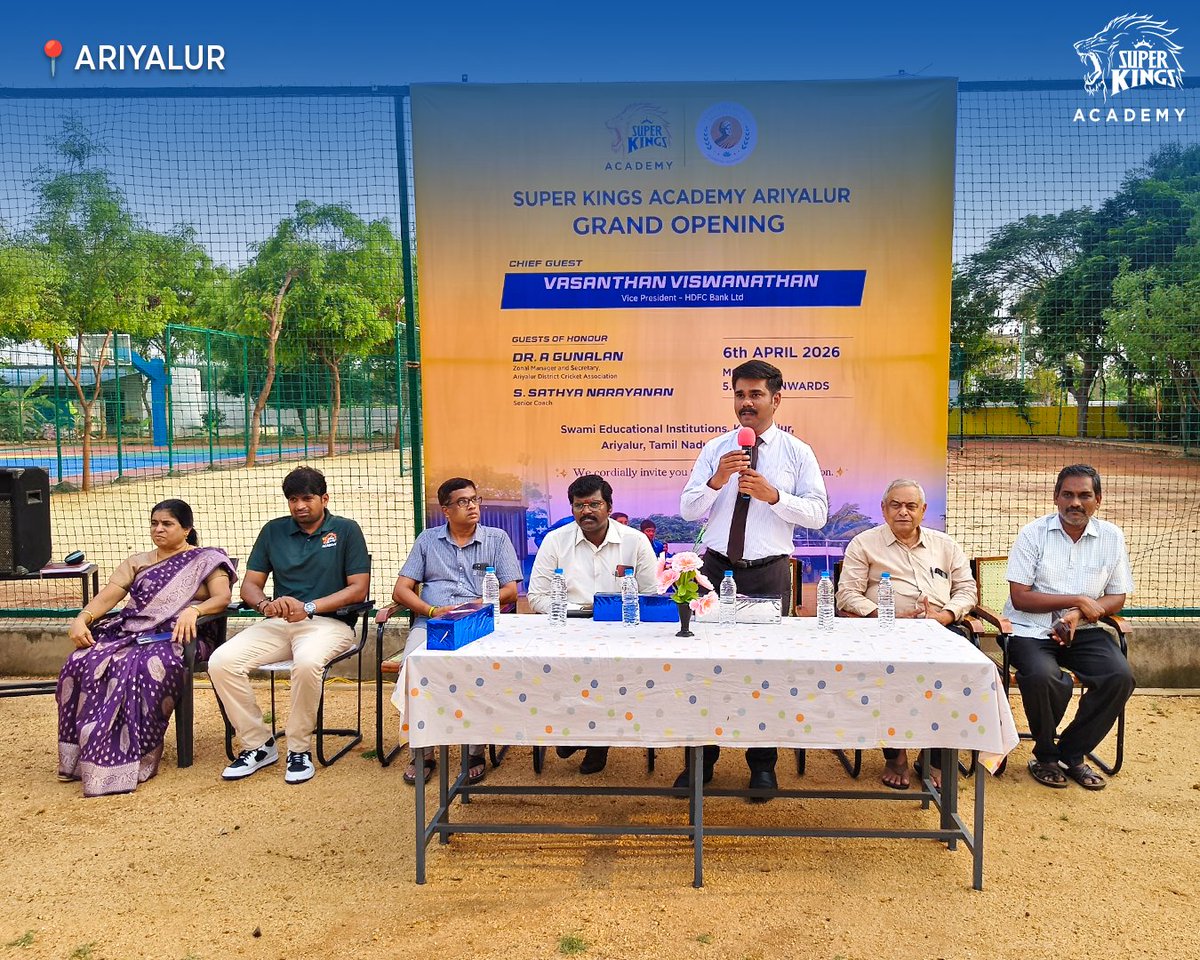 SuperKingsAcad's tweet image. Glimpses from the grand opening of Super Kings Academy in #Ariyalur 💛

#SuperKingsAcademy is growing stronger, bringing world-class cricket training closer to every aspiring cricketer 🏏

Join the #SummerCamp at
Swami Educational Institutions 📍

#TrainLikeASuperKing