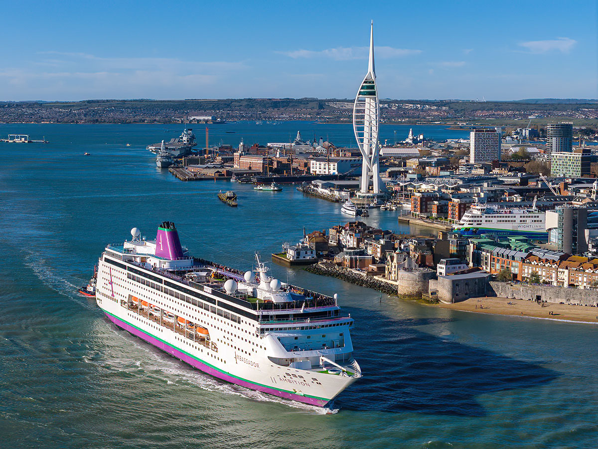 MaritimePhotos's tweet image. The new cruise ship season is starting to gear up. The @ambassadorcruis Ambition departing @PortsmouthPort.  #cruisenews #maritime #Portsmouth