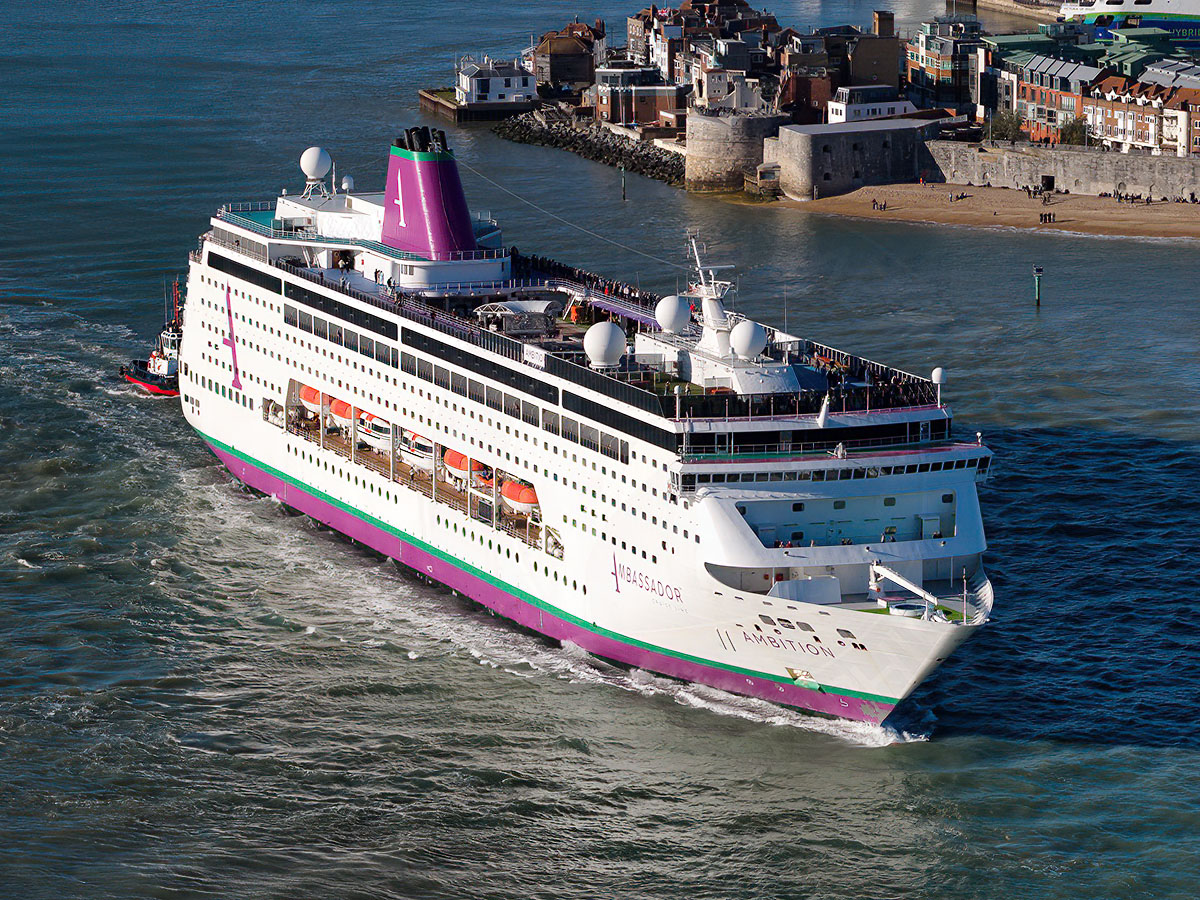 MaritimePhotos's tweet image. The new cruise ship season is starting to gear up. The @ambassadorcruis Ambition departing @PortsmouthPort.  #cruisenews #maritime #Portsmouth