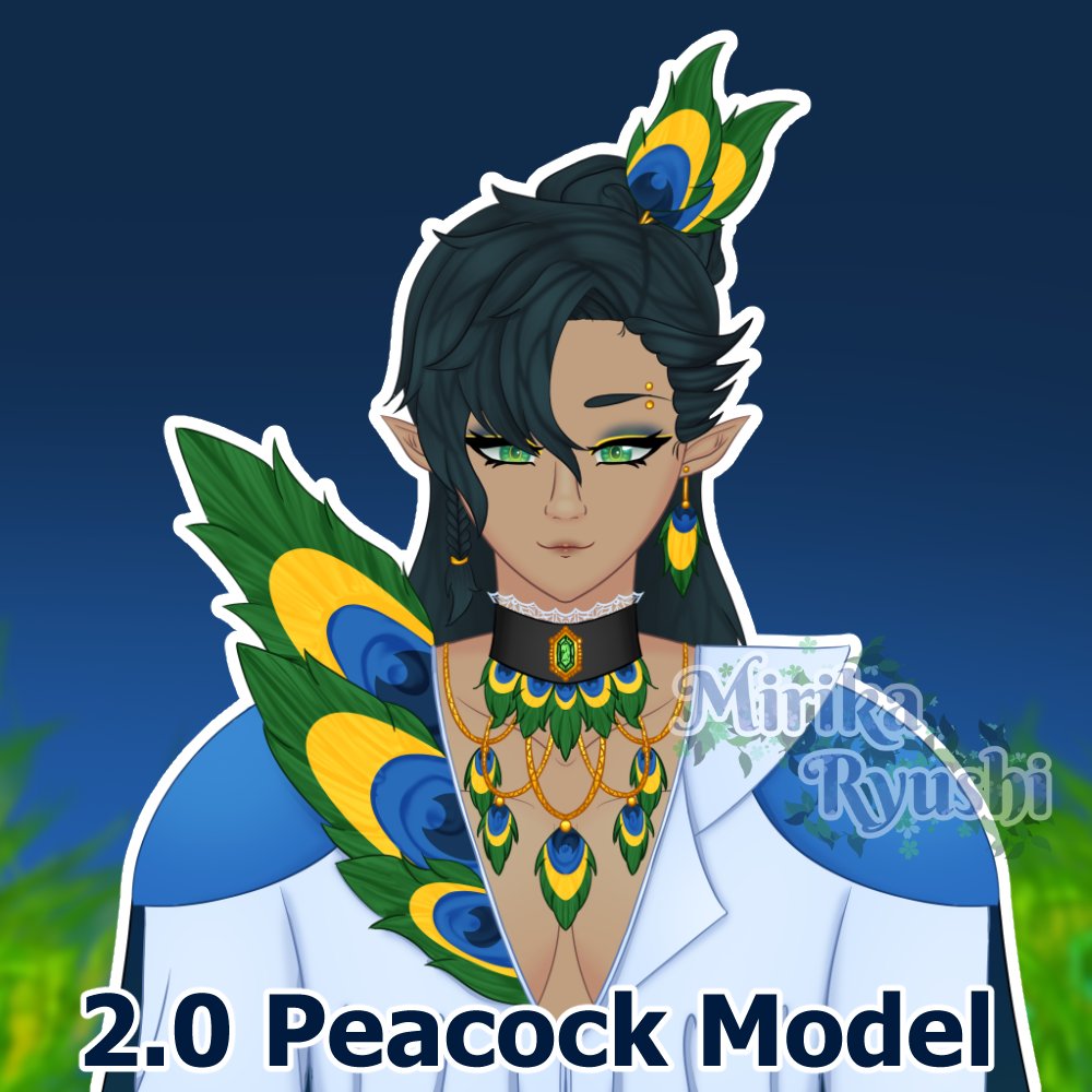 Mirika_Draws's tweet photo. Here's another premade Vtuber Model in my Ko-Fi and VGen Shop!  

This is a rework of my very first Vtuber adoptable. If you want to be a pretty peacock boy, here he is!
https://t.co/esQNyuKzhy

#Live2D #Live2DShowcase https://t.co/nXnK04Och2