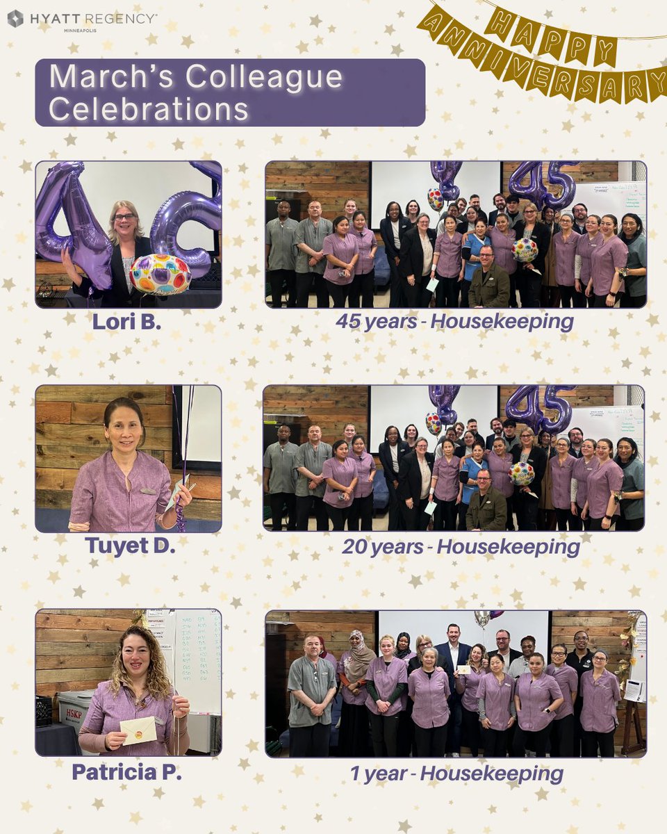 HyattMSP's tweet image. Celebrating all of our colleagues who had milestone anniversaries in March 🎉 Grateful for the care and dedication you bring each day! 

#CareersAtHyatt #EmployeeRecognition #HyattRegency