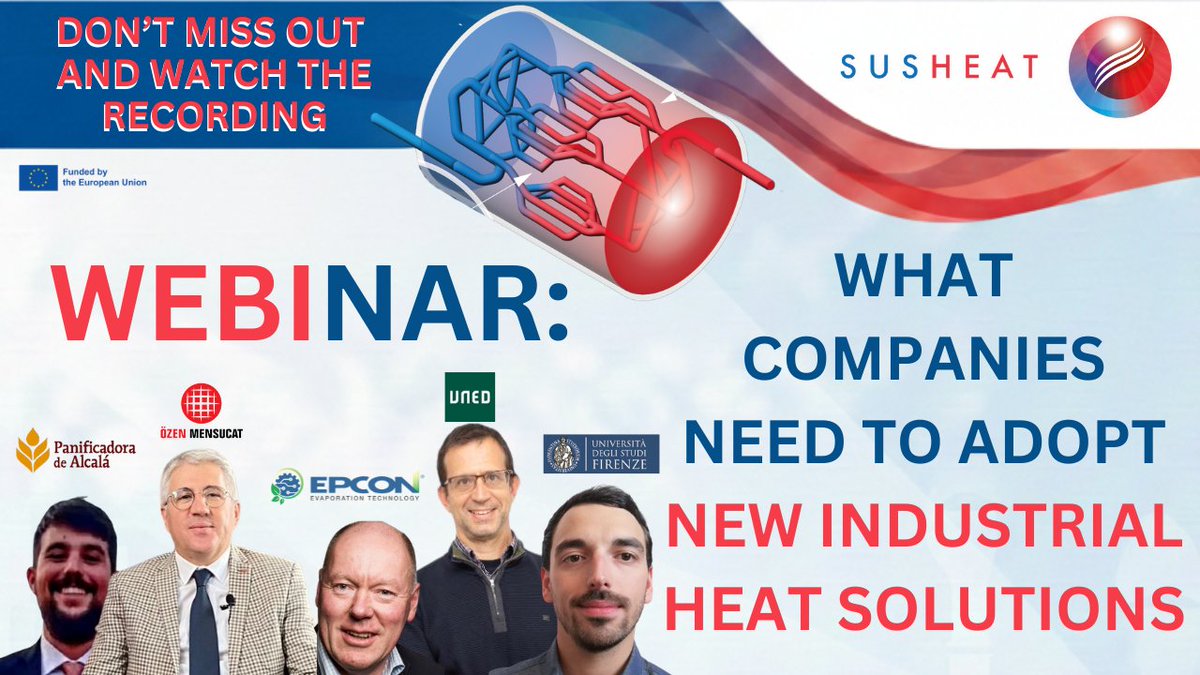 susheatEU's tweet photo. Decarbonizing industrial heat is one of the biggest challenges on the path to climate neutrality and one of the most overlooked.

On 10 March, the SUSHEAT project hosted a deep‑dive webinar on “Decarbonizing Industry: What Companies Need to Adopt New Heat Solutions.” Experts explored what it takes for companies to adopt innovative heat technologies, from technical readiness and integration challenges to financing, policy frameworks, and real‑world deployment examples.

If you missed the session, don’t worry — we’ve published a full blog recap with the main takeaways, plus the complete recording is now available to watch on demand.

Catch up on the insights and explore the full discussion here: https://t.co/456uDqXfK3

#decarbonisation #industry #webinar @RTDS_Group  @UNED  @KTHuniversity  @kemijski  @EngineeringNCL  @greiaudl