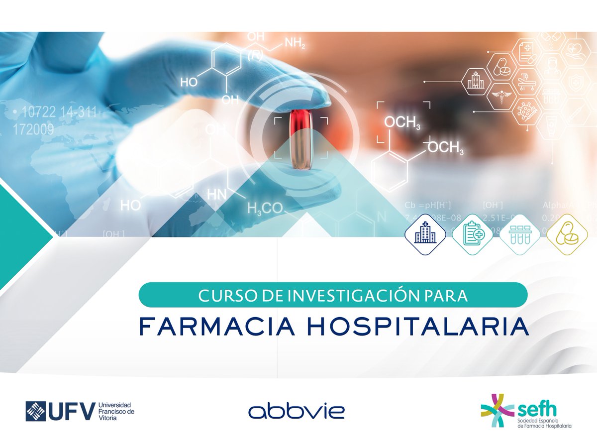 sefh_'s tweet photo. 🔬💊🏥Curso de Investigación para Farmacia Hospitalaria @sefh_ @ufvmadrid con colab. @AbbVie_ES 

🗓️Inicio: 5 mayo (duración: 5 meses)
🎓 5 ECTS

Si eres socio/a SEFH solicita una de las 25 plazas disponibles antes del 13 de abril 👉 https://t.co/MsmKWttX6q https://t.co/F0Y3UVbp0x
