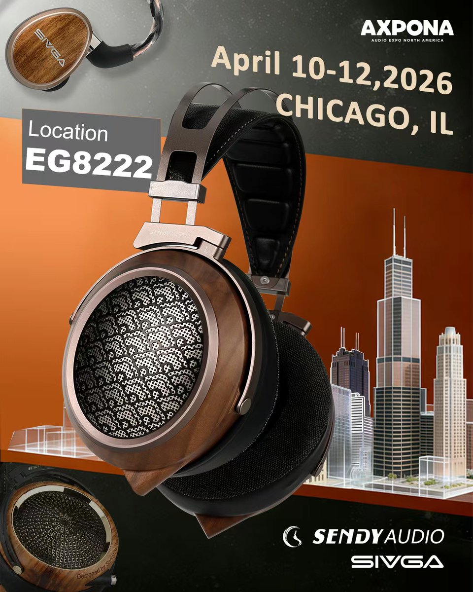 Sendy_Audio's tweet photo. 🇺🇸 𝙎𝙚𝙚 𝙮𝙤𝙪 𝙖𝙩 𝘼𝙓𝙋𝙊𝙉𝘼 2026!

📅 April 10–12
📍 Schaumburg Convention Center
🎧 Booth 𝗘𝗚𝟴𝟮𝟮𝟮

Drop by, say hi, and take a moment to enjoy the music with us. 🎧✨

#AXPONA2026 #SendyAudio #HiFiLife #Audiophile #SeeYouThere https://t.co/lwzLNgfnlf